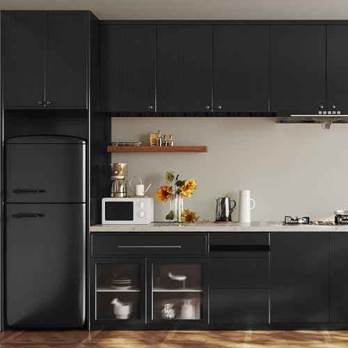 LXCREAT Refrigerator Appliance Wraps Peel and Stick Wallpaper Black Metallic Brushed Stainless Steel Contact Paper Heat Resistant Self-Adhesive Wallpaper for Dishwasher Oven 15.7" X 78.7"