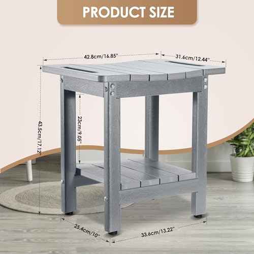 HDPE Shower Bench for Inside Shower ? Waterproof, Durable Shower Chair and Stool for Adults ? Complete with Storage Shelf & Adjustable Feet ? Supports 300 lbs for Bathroom & Bathtub, Gray