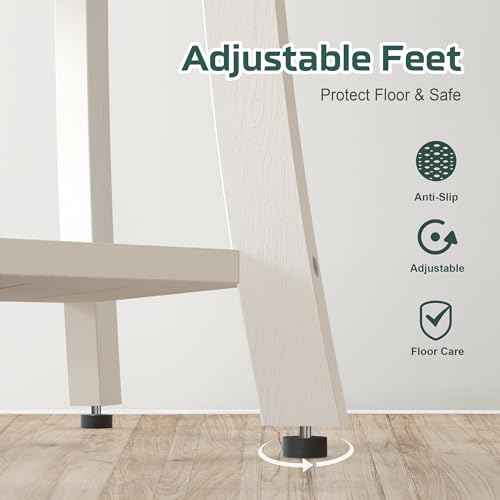 HIPS Shower Benches for Inside Shower, Waterproof Shower Stool with Storage Shelf & Adjustable Feet, SPA Bathroom Seat Chair for Shaving Legs, Indoor or Outdoor Use, White