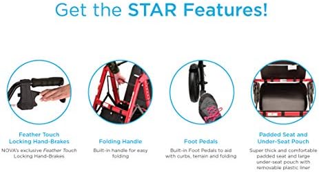 NOVA Star 8 Rollator Walker with Perfect Fit Size System, Lightweight & Foldable, Easy to Lift & Carry, Great for Travel, Color Black
