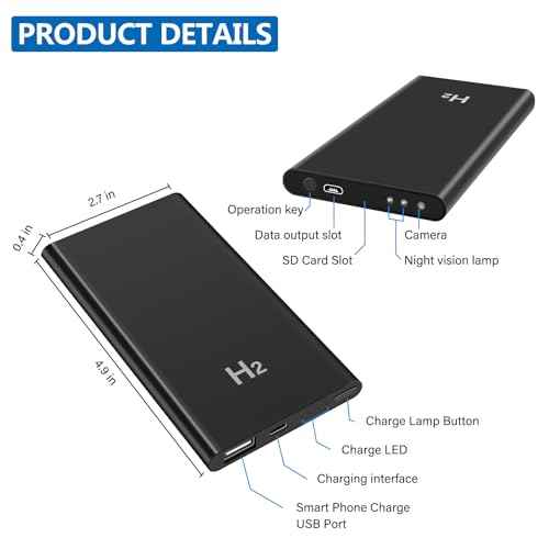 Hidden Camera Charger with 5,000mAh, 1080P Video Recording, Portable Spy Cam with Power Bank, Night Vision, 64GB Support(Card not Included), Black