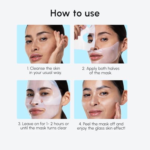 MAREE Hydrogel Collagen Facial Mask with Hyaluronic Acid — Hydrating Face Masks Skincare — Niacinamide, Amino Acids & Red Algae Extract — Facial Masks For Women — Mascarillas Para La Cara — 4 Count