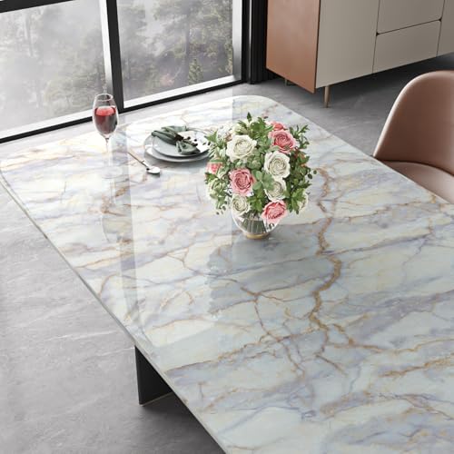 Livelynine Light Blue Gold Marble Contact Paper for Countertops Peel and Stick Desk Cover Table Bathroom Counter Top Wrap Kitchen Vinyl Waterproof Marble Wallpaper for Walls Self Adhesive 15.8x78.8