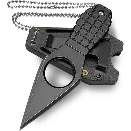 Neck Knife with Sheath Camping Fixed-Blade Knives Full Tang Knife EDC Knife for Men, Black