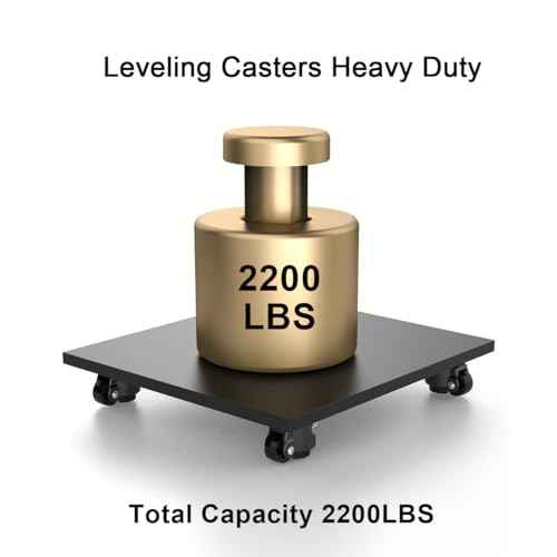 Leveling Stem Casters, Heavy Duty with Upgraded Handle Design, 360 Degree Swivel Caster Wheels, Adjustable Casters with Feet for Workbench 2200 LBS Capacity