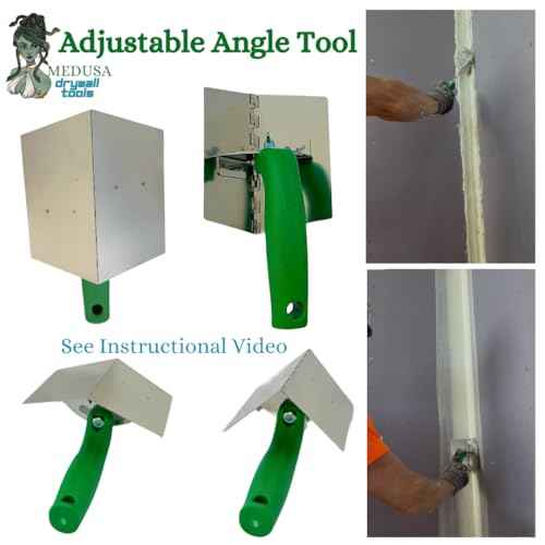 MEDUSA S.S. Drywall Taping Tool Set with Adjustable and reversible S.S. Angle Tool, Removable and Replaceable Corner Mud Roller and Professional Grade S.S. Mud Pan with Grip