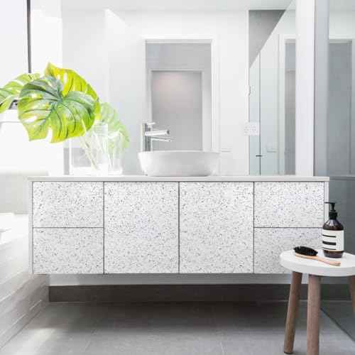 Decoroom Thickened Granite Contact Paper for Countertops, 11.8" x 197" Glossy Waterproof Peel and Stick, Self-Adhesive Marble Wallpaper for Kitchen, Bathroom, Cabinets and Countertop Refinishing