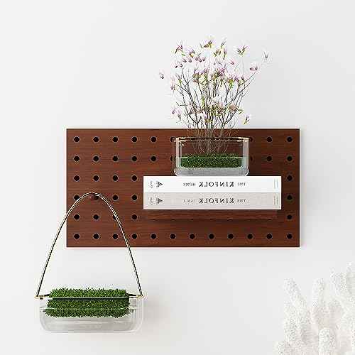 HEYSONG Pegboard Wall Organizer Panels Wooden Pegboard Wall Mount, Hanging for Garage Kitchen Living Room Bathroom Office (Coffee)