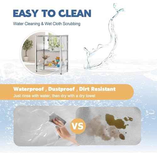 PVC Waterproof 3 Shelf Wire Rack for Wire Shelf Cover - 24" W x 14" D x 30" H - Protects from Dust and Debris - Only Cover (Transparent)