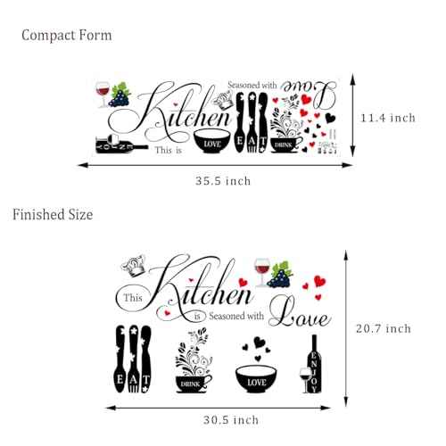 Kitchen Wall Decals Wall Arts Stickers Dining Room Rules Decal Decor Kitchen Utensil Vinyl Home Decor forOffice School Coffee Shop Wall Decor (Other)