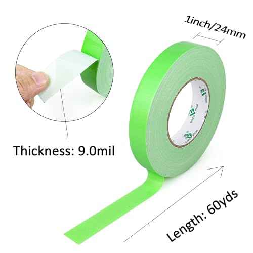 BOMEI PACK Green Duct Tape 1inch, Heavy Duty Strong Waterproof Industrial Color Duct Tape 9.0mil x 60yds for Packing and Repairing