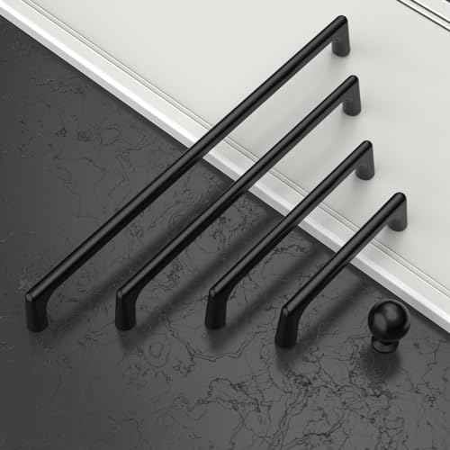 Asidrama 10 Pack 10 Inch(256mm) Matte Black Cabinet Pulls Cabinet Handles Cupboard Handles Kitchen Cabinet Hardware for Cupboard Drawer Pulls