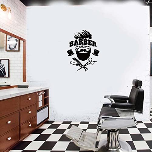 SUPERDANT Barber Shop Wall Sticker Black and White Hairdressing Theme Vinyl Wall Decor Barber Shop Decal Wallpaper Art Stickers for Home Bedroom Living Room Barber Shop Decorations 23.2x13.7in