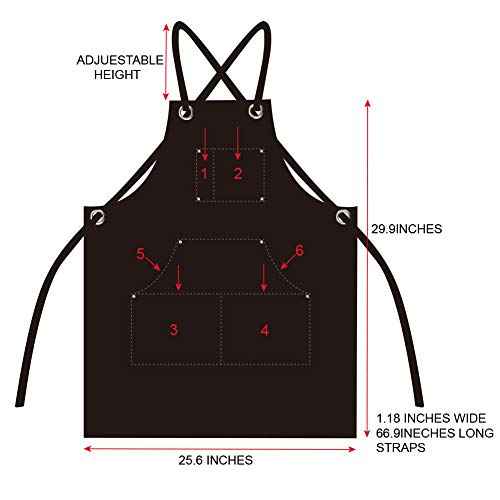 16 Oz Canvas Apron for Men - Black Heavy Duty Work Apron for Carpenters,Woodworkers,Blacksmith,BBQ,Workshop(2 Pack)
