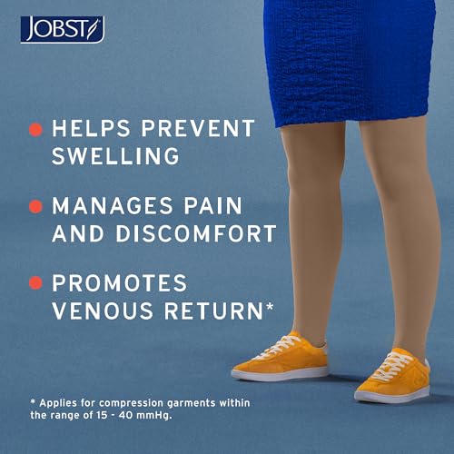 JOBST Relief Knee High Graduated Compression Socks, 20-30 mmHg - Comfortable Unisex Design - Open Toe, Beige, Large