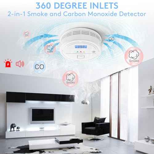 Smoke and Carbon Monoxide Detector Battery Operated,2-in-1 Smoke Carbon Monoxide Detector,Digital Display,Smoke Alarm for Home,Kitchen