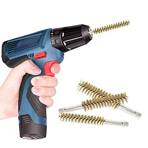 Uenhoy 6 Pieces Brass Bore Brushes in Different Sizes, Brass Bristles Wire Cleaning Brush for Power Drill Impact Driver, with 1/4 Inch Hex Shank, 4 Inch in Length (8/10/12/15/17/19mm)