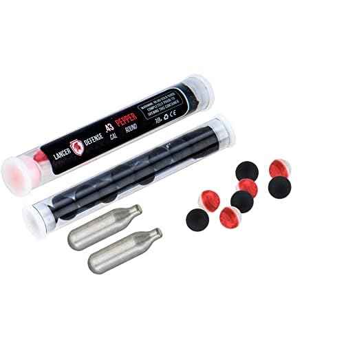 Lancer Tactical Defense Ball Bulk 0.43 Cal for Self Defense Includes Pack of 8 of Pepper Projectile, Rubber Ball & 2X 8 gram Cartridges