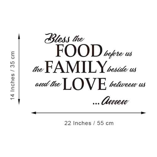 Bless The Food Before us, The Family Beside us, and The Love Between us Amen - Wall Decal Quotes Prayer Dining Room Kitchen Home D?cor Bible Verse Motto Words Art Letters Pure Black Vinyl