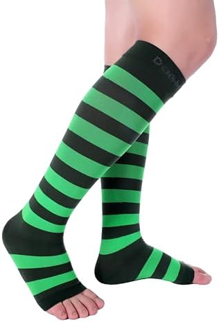 Doc Miller Compression Socks for Pregnant Women – Wide Calf, Open Toe Knee Sleeve 15-20 mmHG,Toeless Pregnancy Stockings for Varicose Veins, Footless Shin Splint Relief, 1 Pair