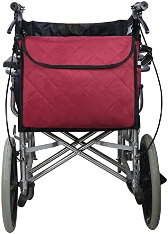 Wheelchair Backpack Bag, Wheelchair Bag,6Colors - Large Tote Accessory to Hang on Back- Lightweight, Wheelchair Storage Organizers for Walkers, Rollators, Scooters (Wine red)