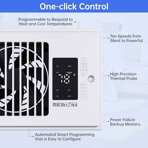 Register Booster Fan,10-Speed Smart Heating Cooling AC Vent Fan for 4" x 10" vent booster,Register Vent with Thermostat,for Room,Home(White)