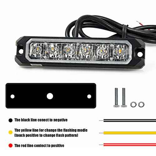 FXC 2pack 6-LED Strobe Light Purple Waterproof Emergency Beacon Flash Lights,Purishion Caution Bar 16 Patterns Flashing Car SUV Pickup Truck Van Vehicle POV
