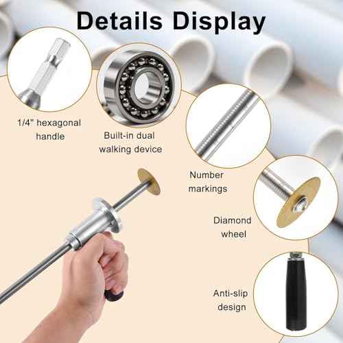 Inside Pipe Cutter for PVC Pipe Cutter, Internal/Inside PVC-ABS Pipe Cutter Tool for Drill, Fit for 1-1/2 Inch to 8 Inch, 7 Inch Adjustable Cutting Depth, 1/4in Hex Shank Fit for Impact Drivers
