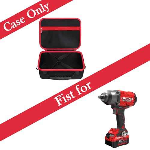Case for CRAFTSMAN CMCF940M1 / CMCF921B V20 RP Impact Wrench 1/2 Inch & Battery and Charger with Mesh Pocket - Hard Protective Travel Carrying Storage Organizer Bag (Black & Red)