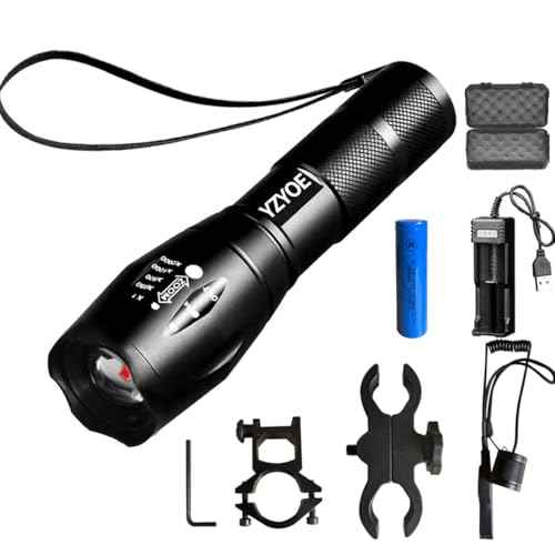 Rechargeable 850NM Infrared Tactical Flashlight, 850 Infrared Hunting Light with Variable Zoom Flashlight, Pig Predator Light with Pressure Switch Universal Picatinny Rail Installation Kit.
