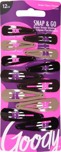 Goody Metal Contour Hair Snap Clips - 12 Count, Assorted Colors - Just Snap Into Place - Suitable for All Hair Types - Pain-Free Hair Accessories for Women and Girls - All Day Comfort