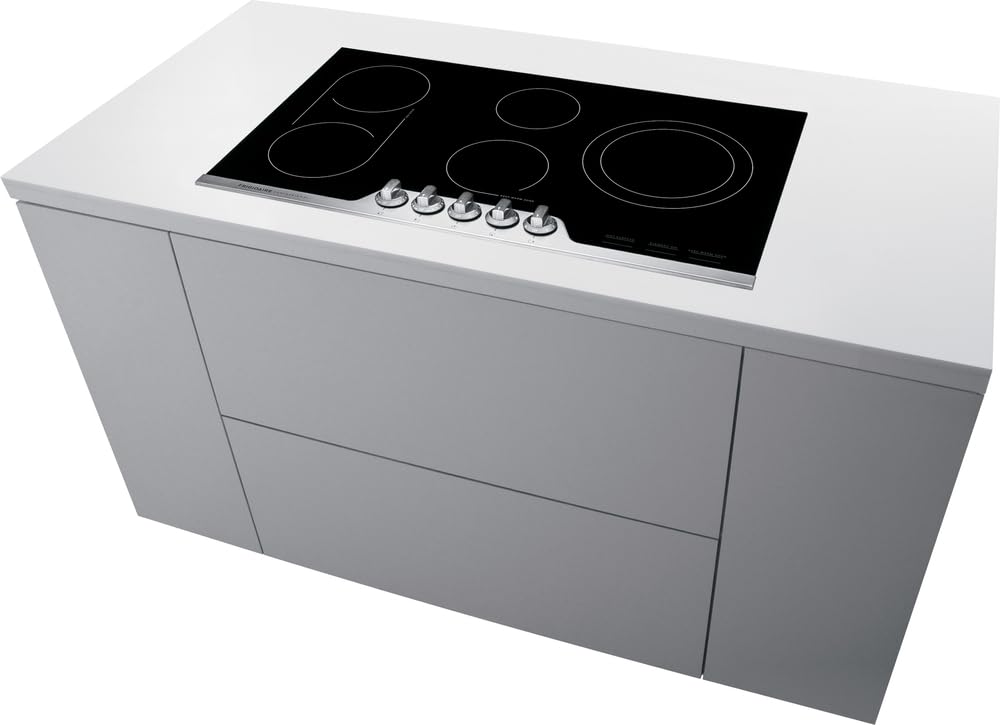 Frigidaire Professional 30 Inch Electric Cooktop, Ceramic Glass 5-Burner Flat Range with Stainless Steel Trim, FPEC3077RF