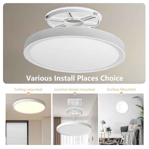 6PK 12 Inch LED Flush Mount Ceiling Light, 24W, 2520LM, 3000K/4000K/6000K CCT Selectable Super Slim LED Ceiling Light, Close to Ceiling Round Flat Panel Light for Hallway, Bedroom,Kitchen ect