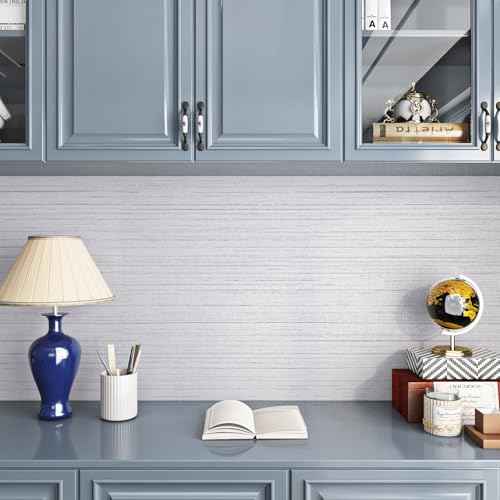 Livelynine White Grasscloth Peel and Stick Wallpaper Textured Grass Cloth Wall Paper Peel & Stick Modern Bathroom Bedroom RV Wall Covering Removable Texture White Contact Paper for Cabinets 15.8x78.8