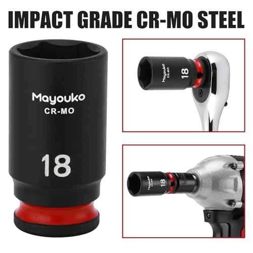 Mayouko 14PCS 3/8" Drive Semi-Deep Impact Socket Set, 8-22MM, Metric, CR-MO, Impact Grade Middle Length Socket Set, 6 Point