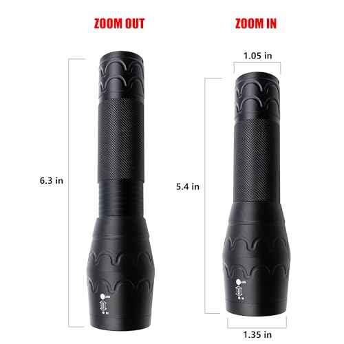 Single Mode High Lumens Led Flashlight for Outdoor Camping Hiking Emergency,2-Pack