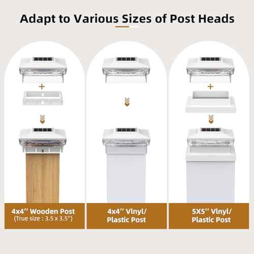 Solar Post Cap Lights, 8 Pack Outdoor Fence Post Solar Lights for 4x4 5x5 Wood/Vinyl Posts, 10-12 Hours Dusk to Dawn Warm/Cool Light Glow for Garden/Deck - White