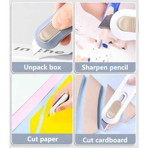 6 Pack Portable Box Cutter,Retractable Utility Knife, Multi-function Cute Box Cutters for Office, Home, Arts Crafts, Cartons, Cardboard, Paper,DIY