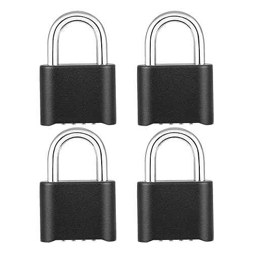 DELSWIN Heavy-Duty Combination Padlock Locker Lock - 4 Digit Combination Lock with Hardened Steel Shackle, Weatherproof Combo Lock for Outdoor, School Gym Locker, Fence, Shed, Gate, Trailer (4 Pack)