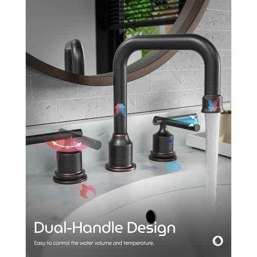 WOWOW Oil Rubbed Bronze Bathroom Faucet Widespread Bathroom Sink Faucet 3 Holes Vanity Faucet 2 Handle Basin Tap with Drain and Suplly Lines Retro