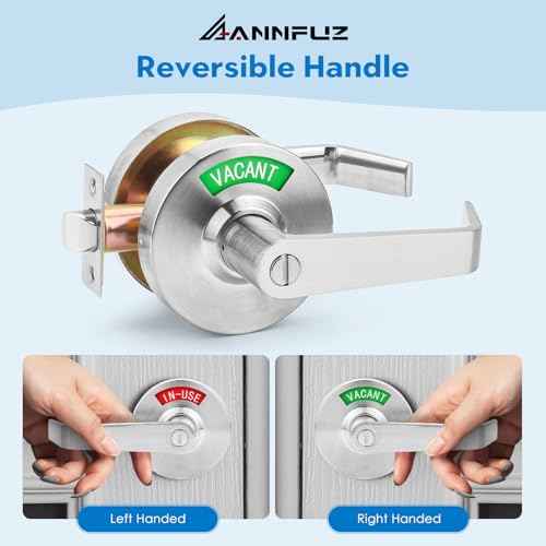 Vacant Occupied Bathroom Door Handle Lock,Privacy Lever with Large Indicator,in-Use or Vacancy Indication Occupied Deadbolt,Commercial Door Handle Lock for Public Restrooms(Satin Nickel)