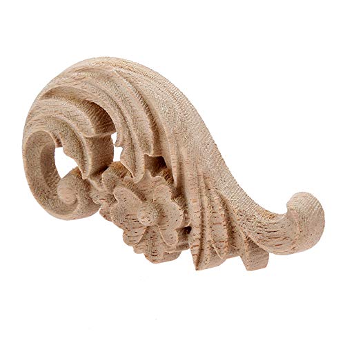 MUXSAM 1-Pair Rose Carved Wood Appliques Onlay, 8.5x5x1cm/3.35x1.97x0.39inch, Door Decorative Excellent Funiture Decal Sticker for Cabinet Drawer Window Dresser