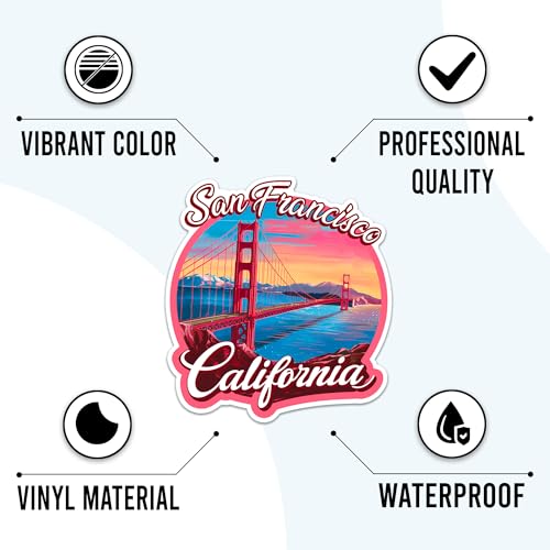 California State Travel Stickers 50 Pieces Vinyl Waterproof Decal for Laptop Water Bottle Phone Car Window Bike Motorcycle Stakeboard Scrapbook CA Sticker Gifts
