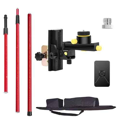 Laser Level Pole with Multi-function Fine-tuning Pan-Tilt Head£¬13.12Ft./4M With 5/8&1/4 interface screws (6.25 inches/2.36 inches) thread for Rotary and Line Lasers