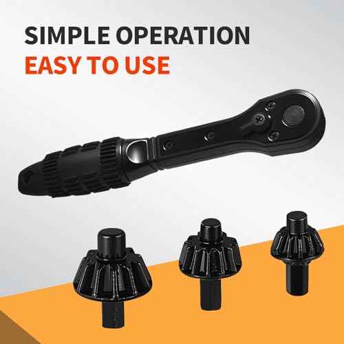 3-in-1 Ratchet Drill Chuck Key Wrench,Universal Chuck Key Replacement Tool for Drill, Compatible with Most Electric Drills and Power Tools,150mm Length