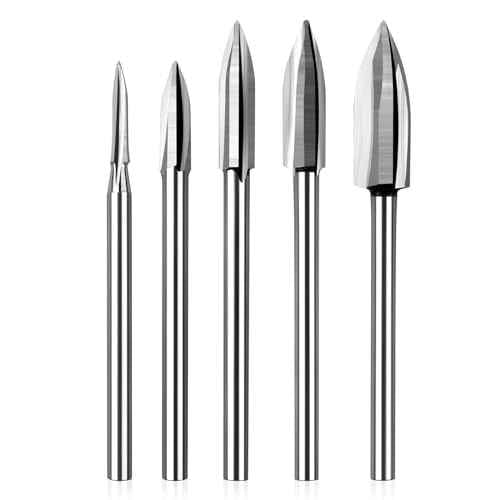 Wood Carving Tools for Rotary Tool, 5Pcs Engraving Drill Accessories Bit Wood Crafts Grinding Woodworking Tool with 1/8¡± Shank-DIY Wood Carving Tools Accessories