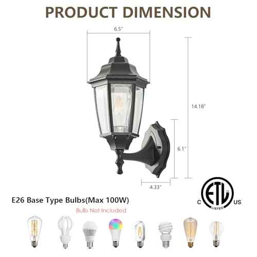 Refice Aluminum 2-Pack Waterproof Outdoor Light Fixtures Wall Mount Exterior Porch Lights, Anti-Rust Outside Lights for Patio, Garage, Doorway