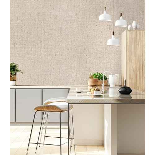 Beige Grasscloth Peel and Stick Wallpaper Textured Contact Paper 15.7inch x 590.6inch Faux Linen Vintage Grasscloth Contact Paper Self Adhesive Removable Wallpaper Vinyl