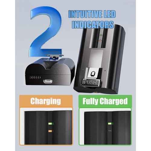 2-Pack 6040mAh Replacement for Ring Doorbell Battery with Charger Station, Compatible with Ring Video Doorbell 2/3/4/3plus, Stick Up Cam, Spotlight Cam