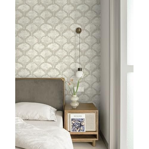 CiCiwind Peel and Stick Wallpaper Brown and White Modern Wall Paper Boho Removable Self Adhesive Wallpaper for Bedroom Bathroom Boho Contact Paper for Cabinets Drawers Vinyl Rolls 17.3" ¡¿ 118"